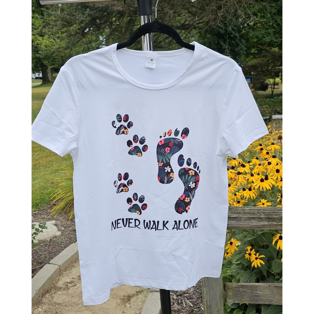 Never Walk Alone Paw Dog Flower Shirt Dog Friends Dog Lover - Gift for Dog Lo...